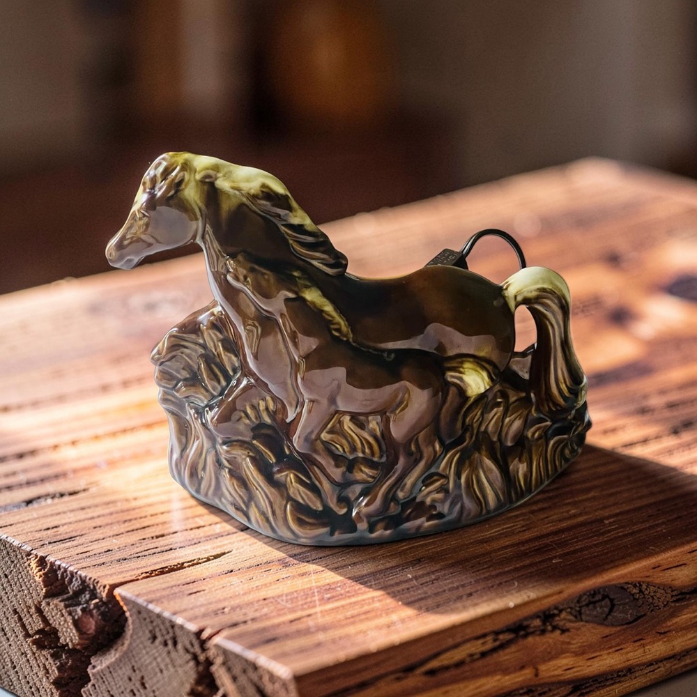 Glazed Ceramic MCM TV Horse Figurine - 1950 TV Lamp